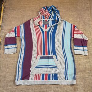 Natural Refelections Baja Lake Woven Muticolored Striped Light Hoodie Size Small